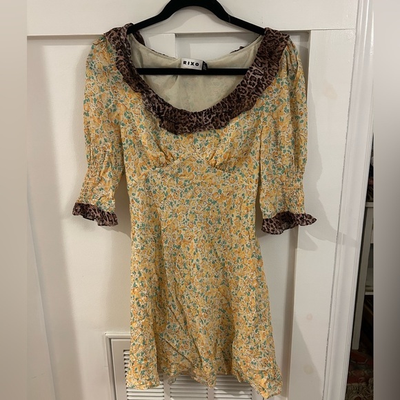 Rixo Marcele Floral leopard contrast dress size XS - Picture 2 of 9